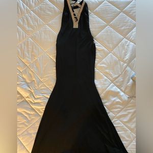 Black evening gown with rhinestone neck. Size Small